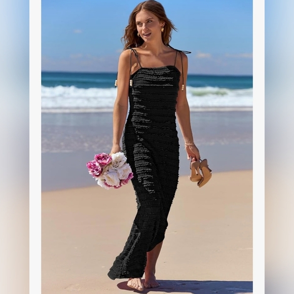 MEROKEETY Women's Summer Spaghetti Strap Bodycon Maxi #728 - Picture 12 of 12